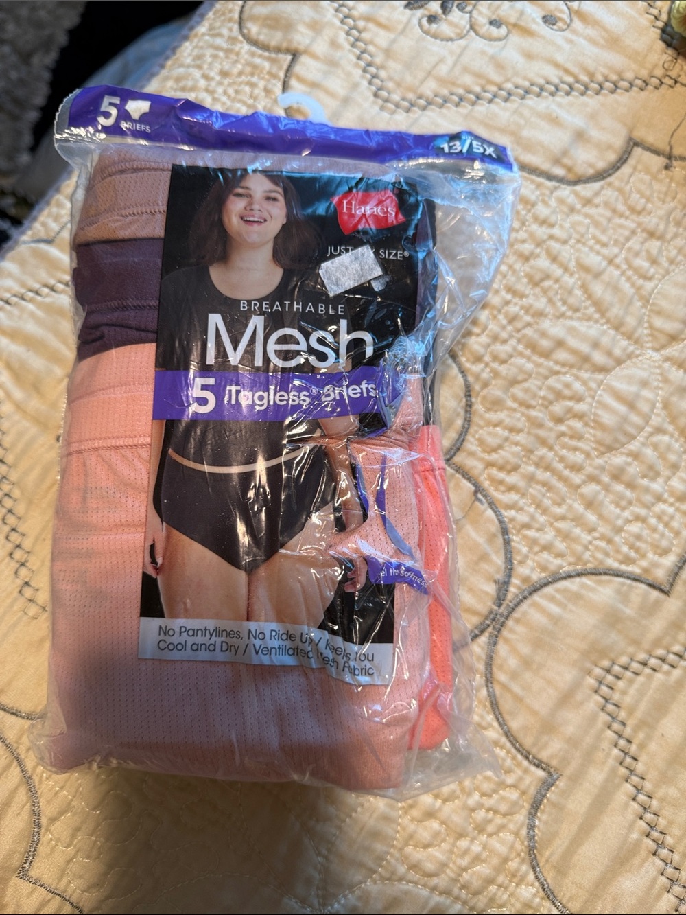 Hanes Women's Breathable Mesh 5-Pack Briefs - Purple, Peach, Coral
